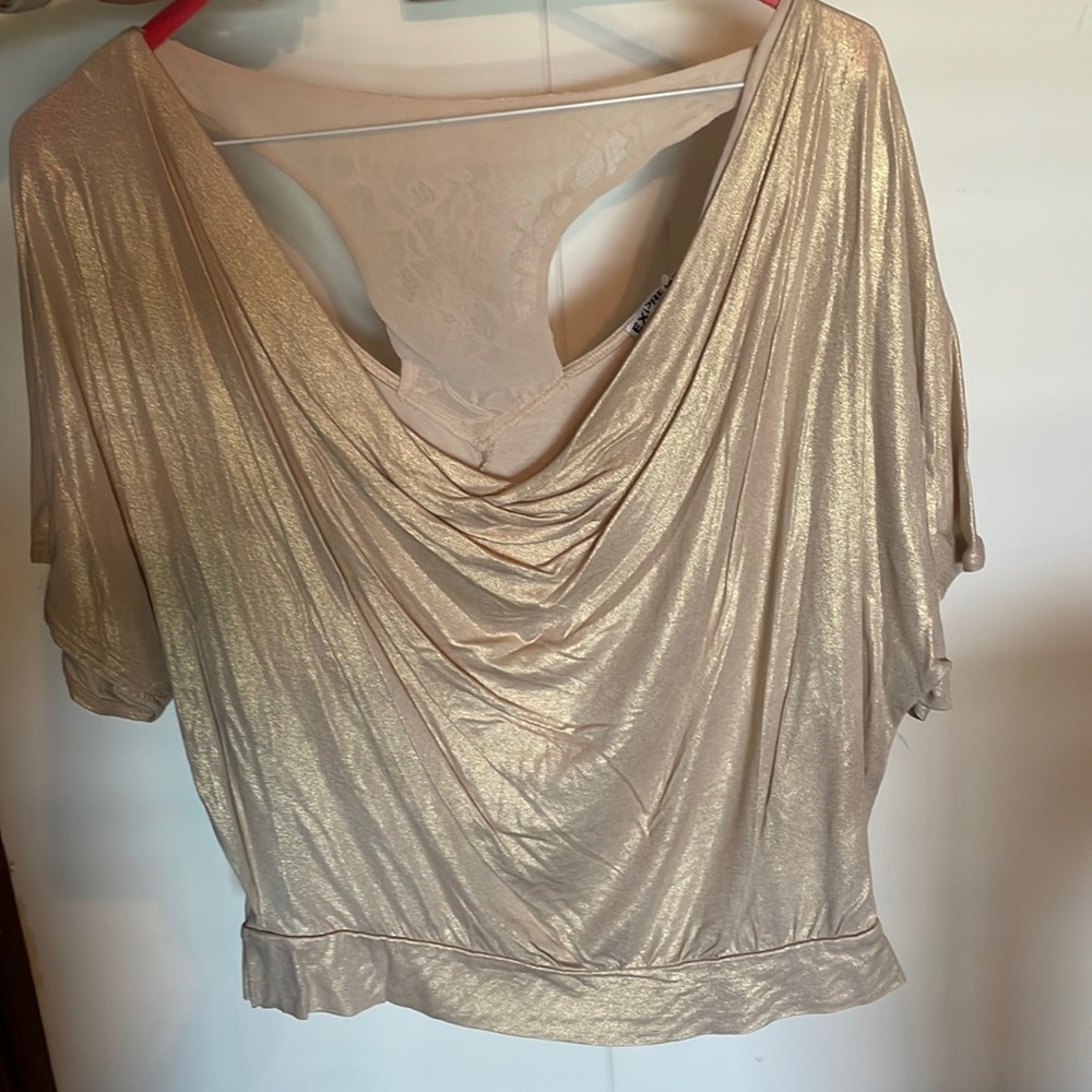 Express Gold Shirt with Gold & Tan Skirt